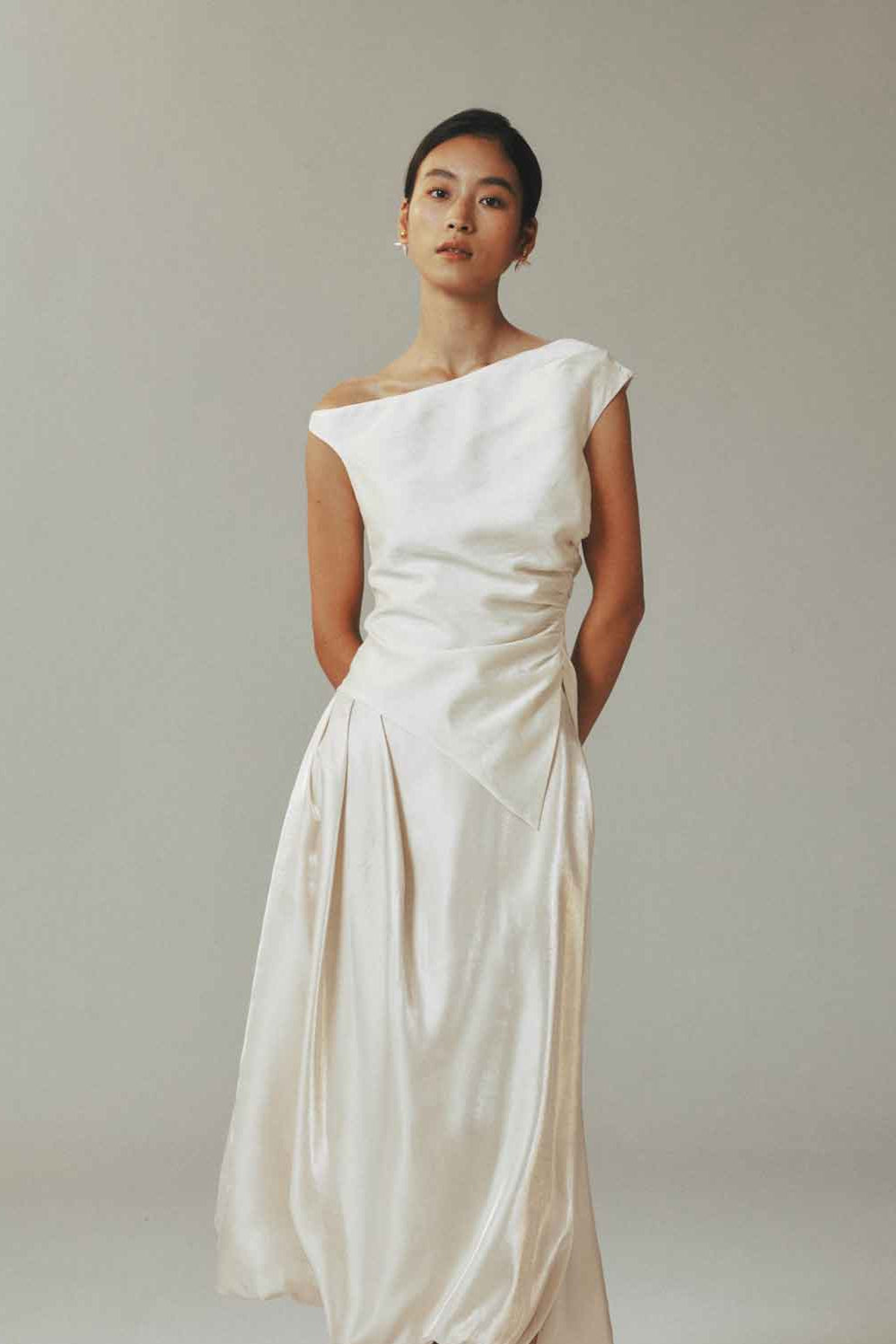 Relaxed Slouchy Linen Top with Wide Neck