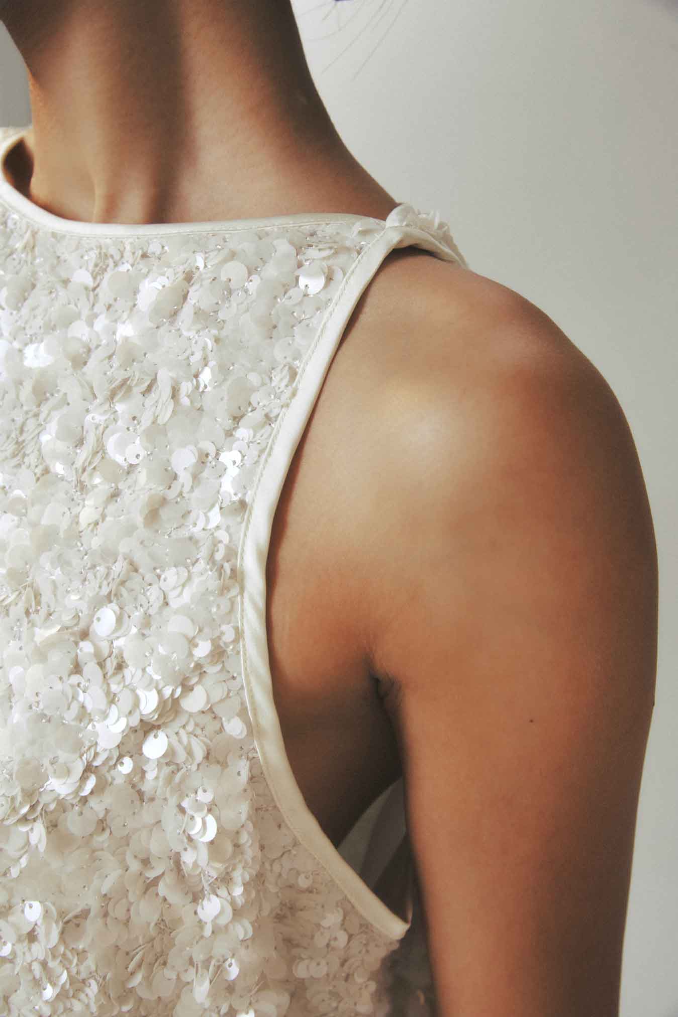 White Star Sequin Straight Tank Dress