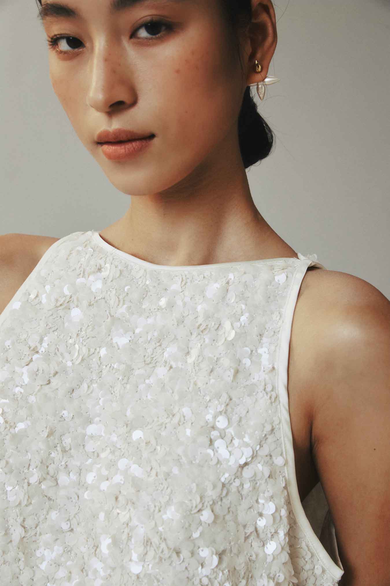 White Star Sequin Straight Tank Dress