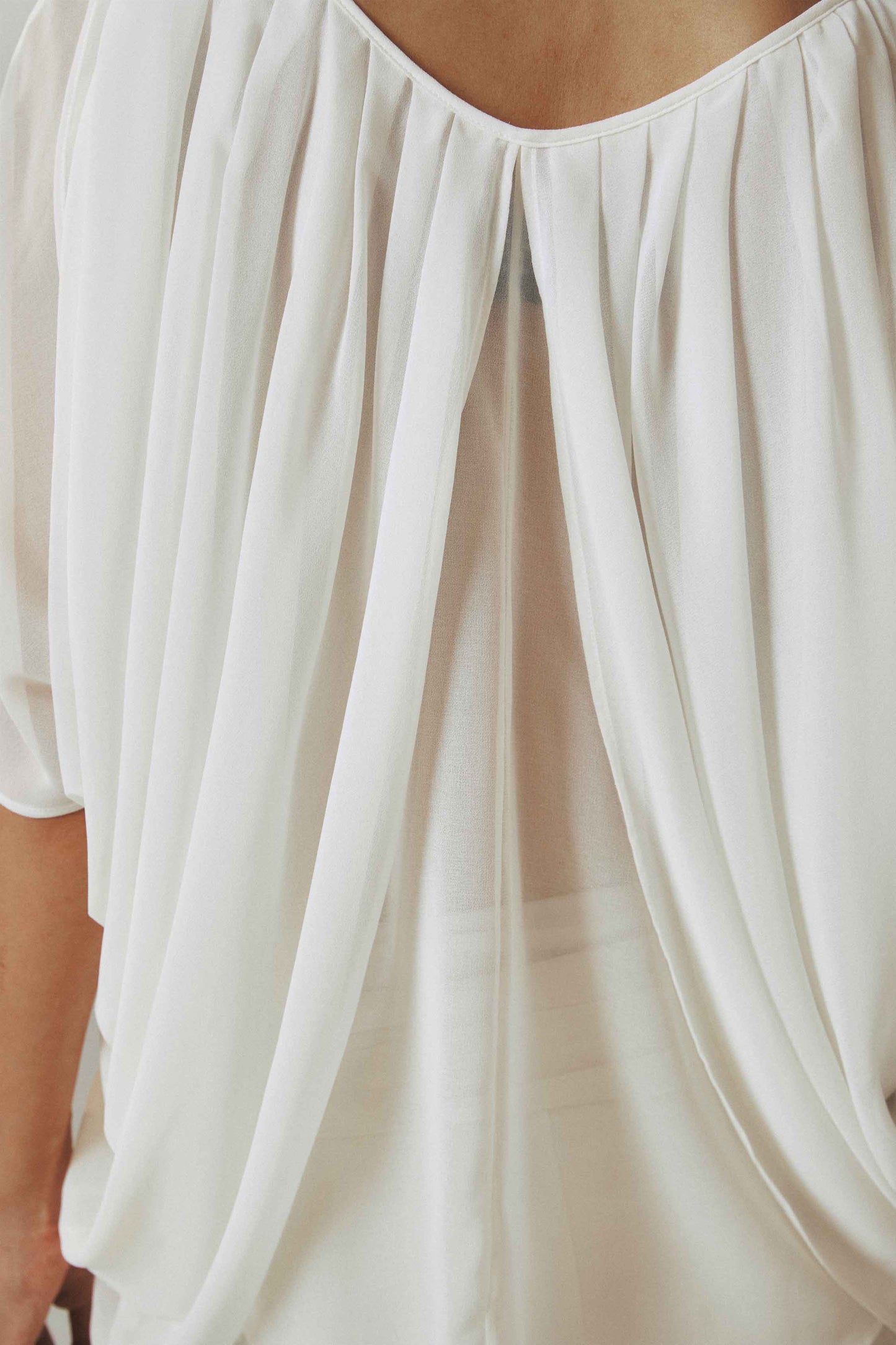 Water Drop Bead Tie Top with Half Sleeves