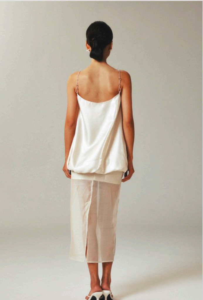 Gold Satin Tencel Skirt