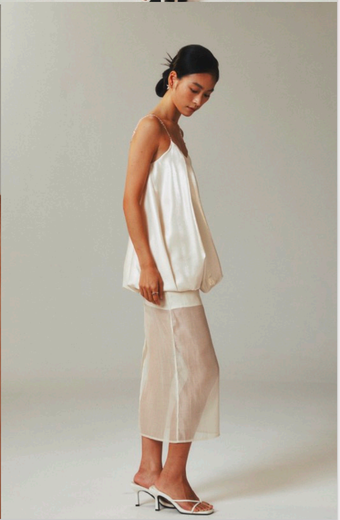 Gold Satin Tencel Skirt