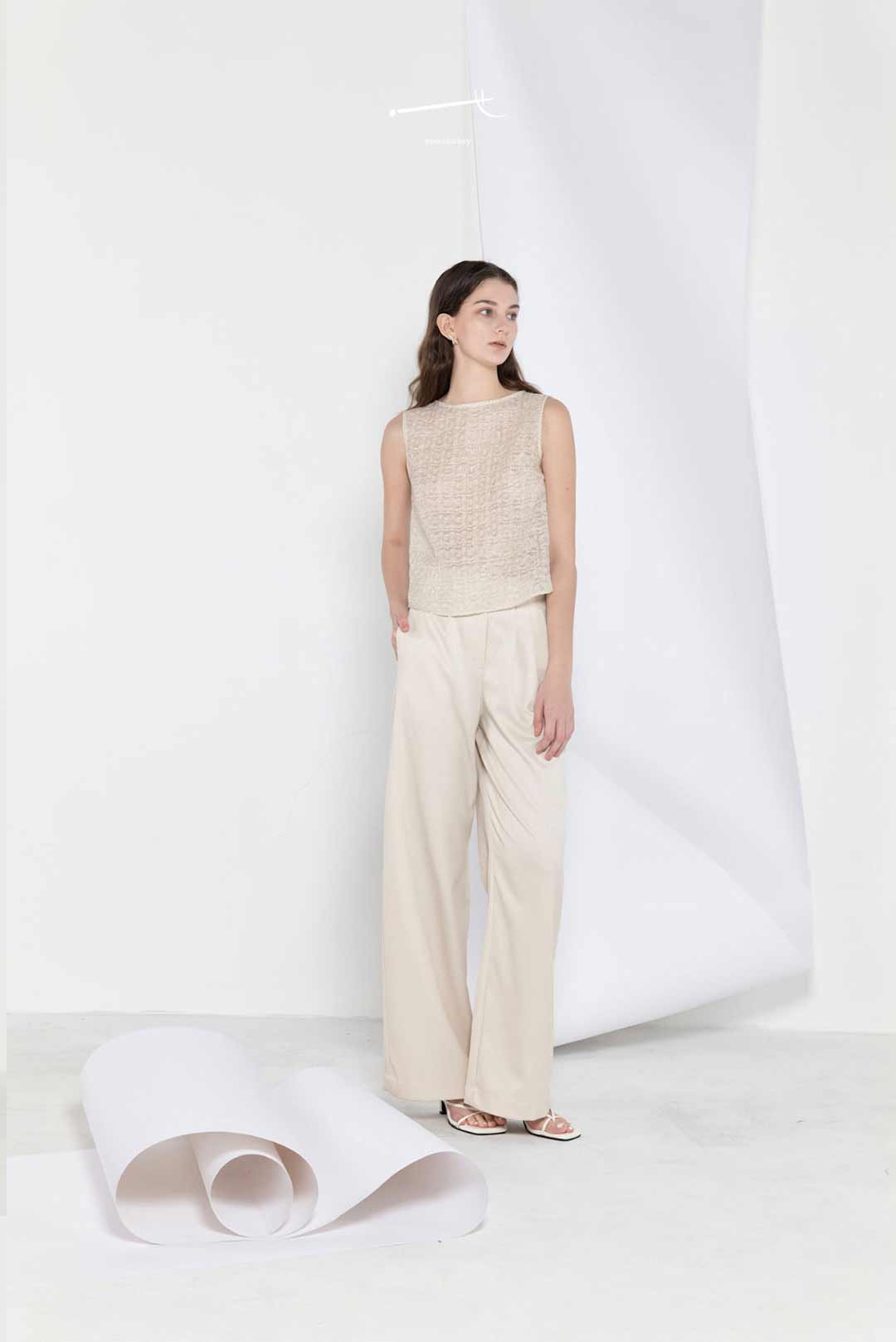 Beige Multi-Layer Silk Texture Tank Top