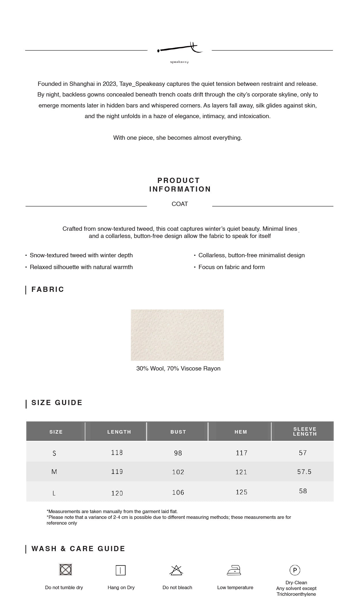 Minimal Snow-Tweed Collarless Relaxed Coat