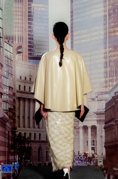 Reversible Eco-friendly Leather Shawl in Copper & Apricot