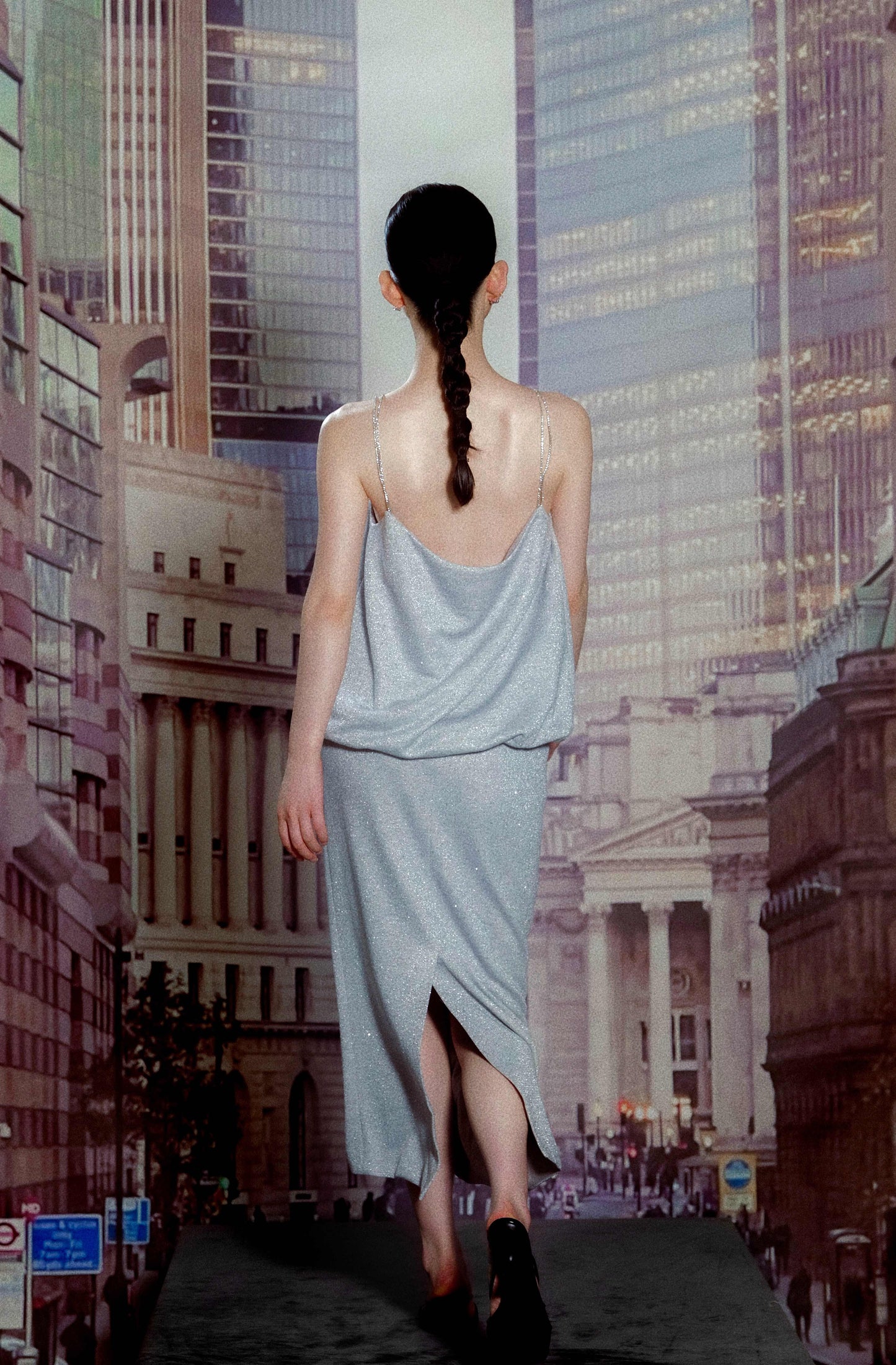 Rhinestone Blue Silver Camisole and Skirt Set