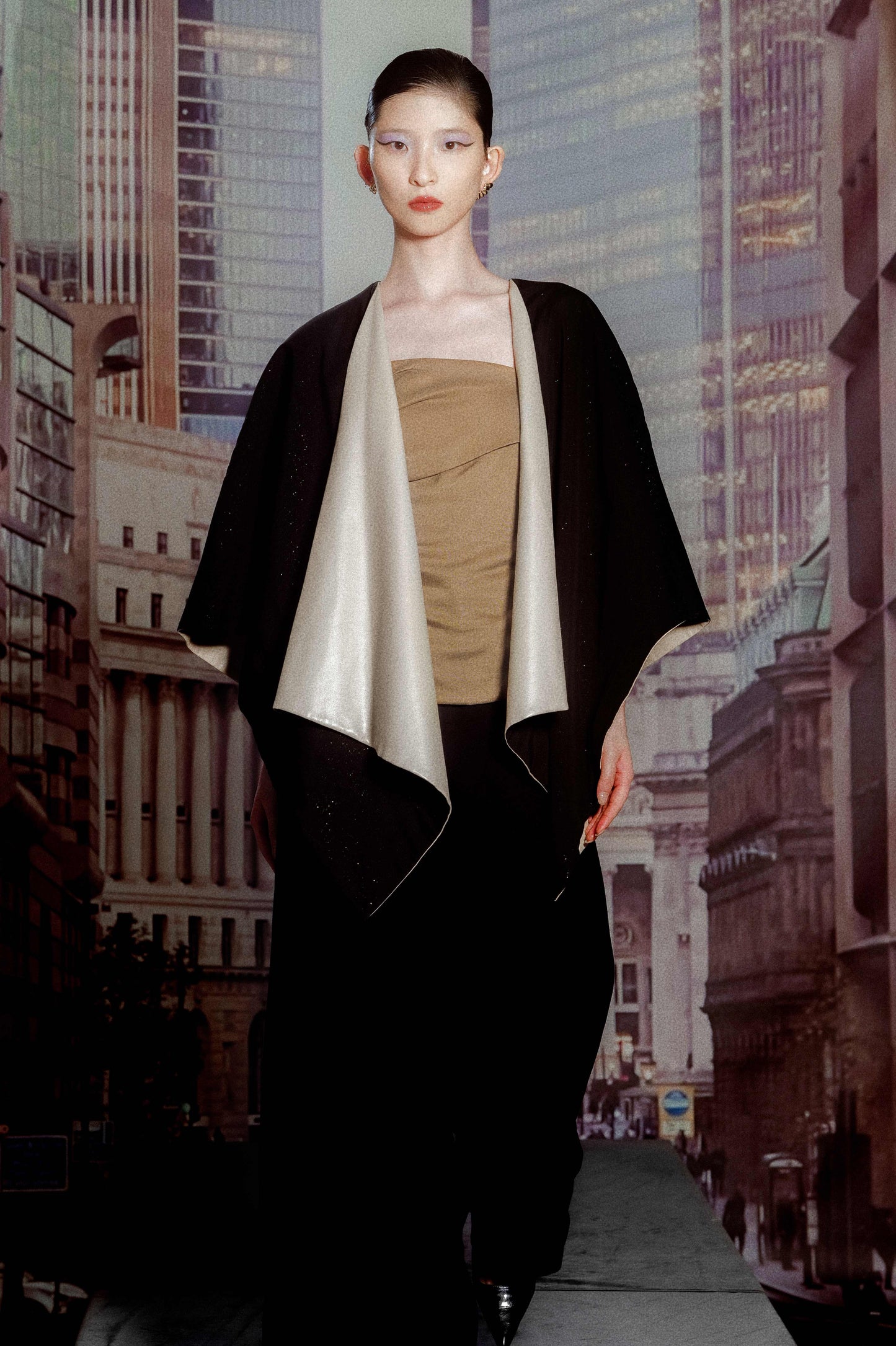 Reversible Eco-friendly Leather Shawl in Copper & Apricot