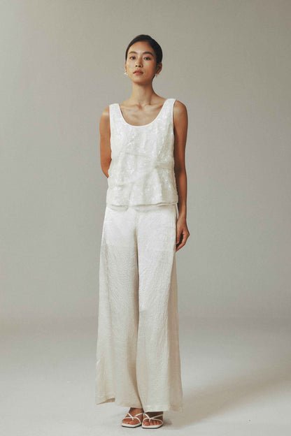 Elegant White Sleeveless Sequin Tank Top
