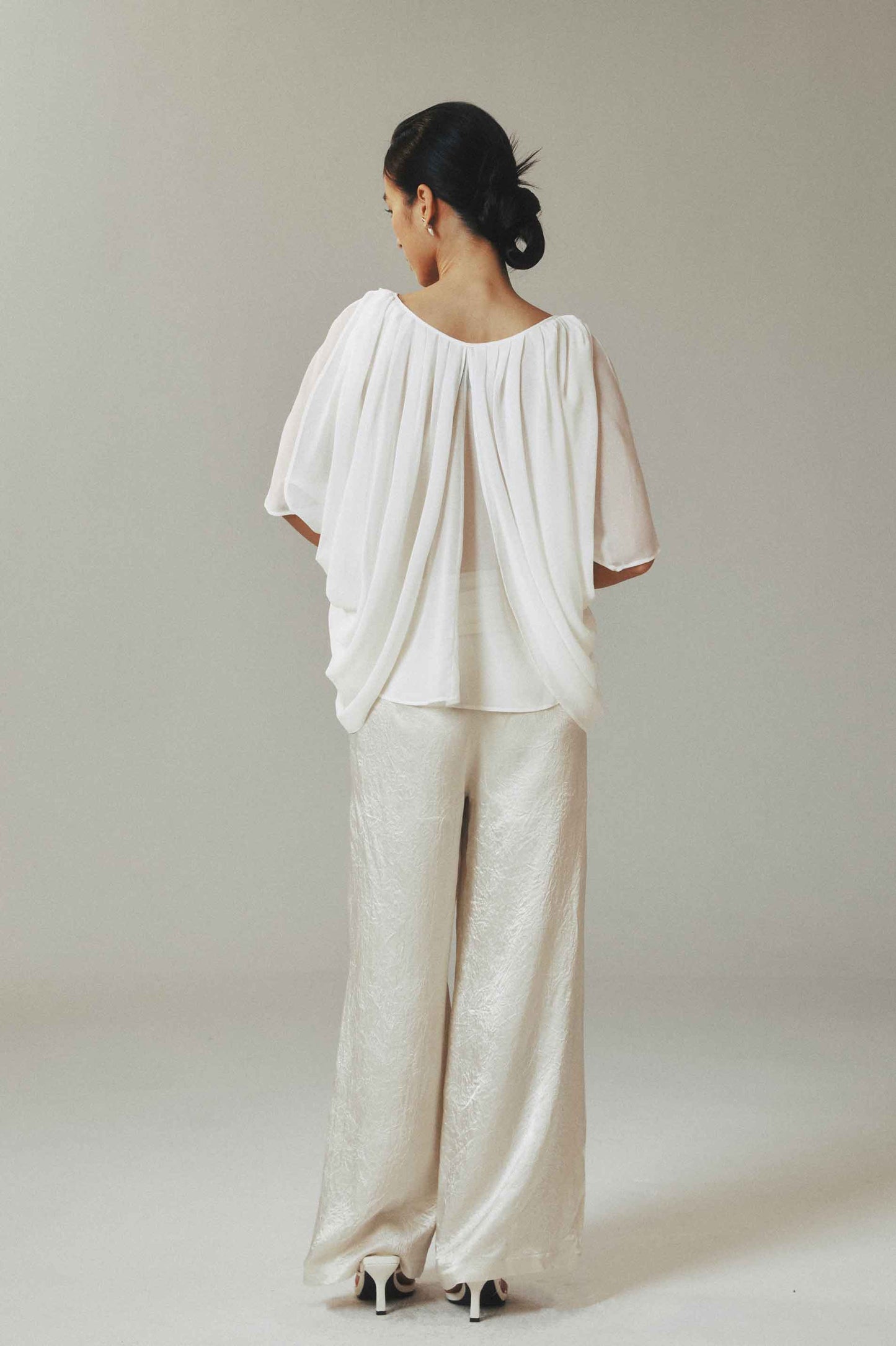 Water Drop Bead Tie Top with Half Sleeves