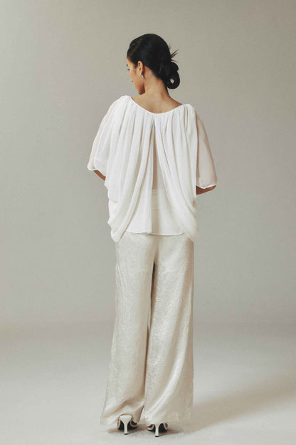 Water Drop Bead Tie Top with Half Sleeves
