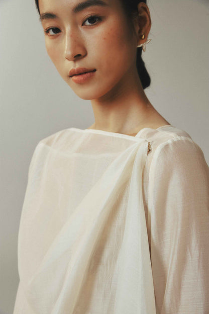 Lightweight Beige Tencel Long Sleeve Top