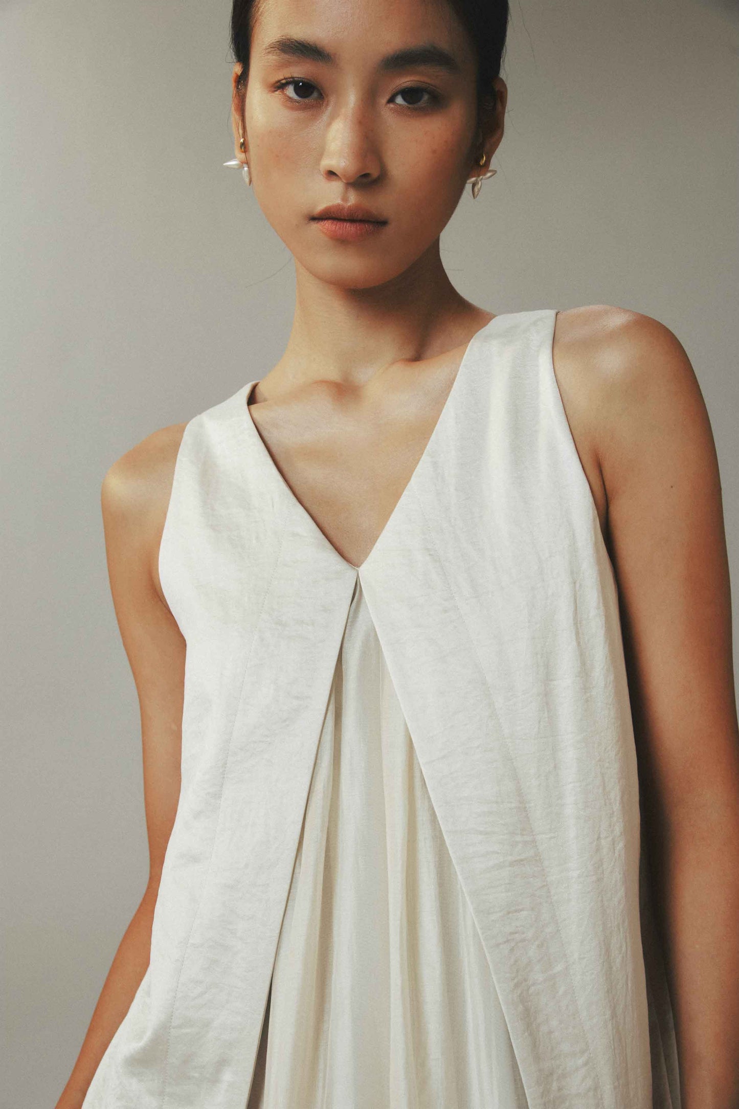 Sand Tone Cocoon Velvet Tencel Maxi Dress