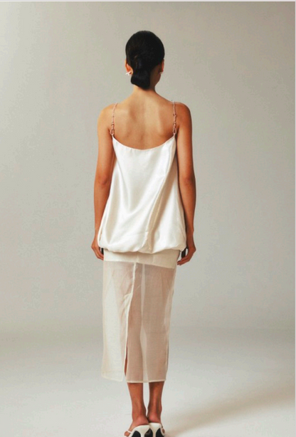 Gold Satin Tencel Skirt