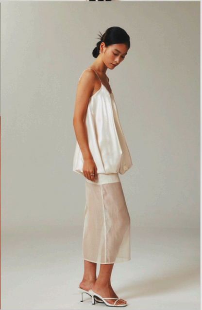Gold Satin Tencel Skirt