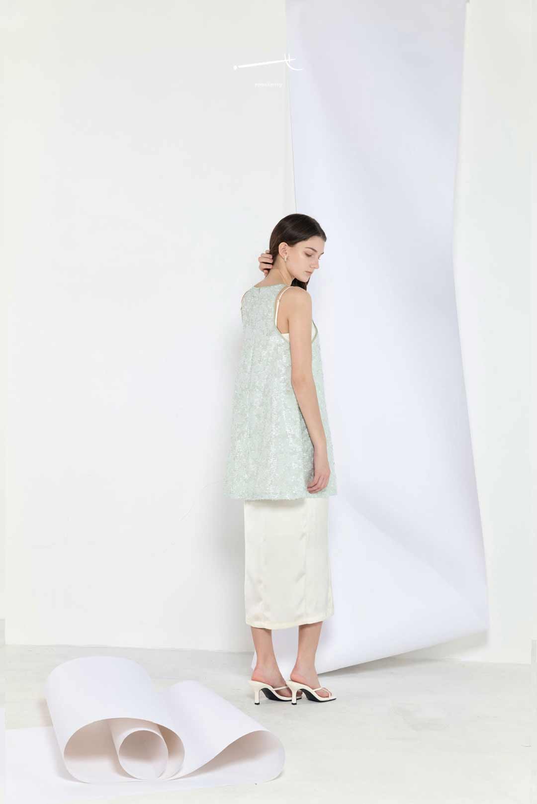 Mint Sequin Jacquard A-Line Skirt Top