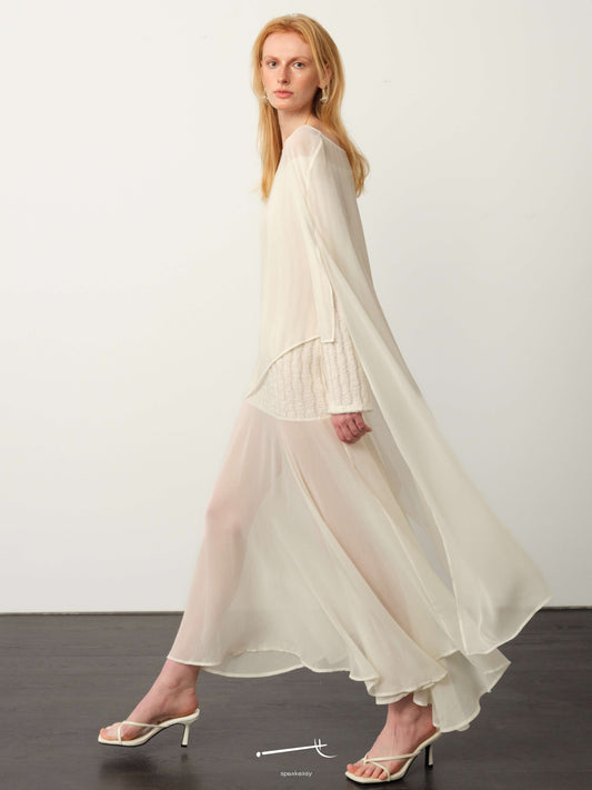 Chiffon Tulle Shawl Maxi Dress