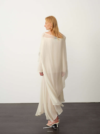 Chiffon Tulle Shawl Maxi Dress