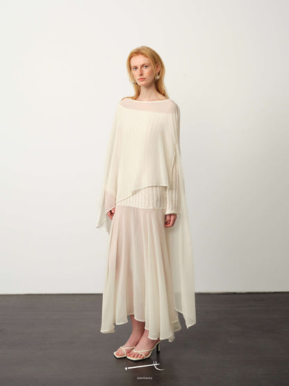 Chiffon Tulle Shawl Maxi Dress
