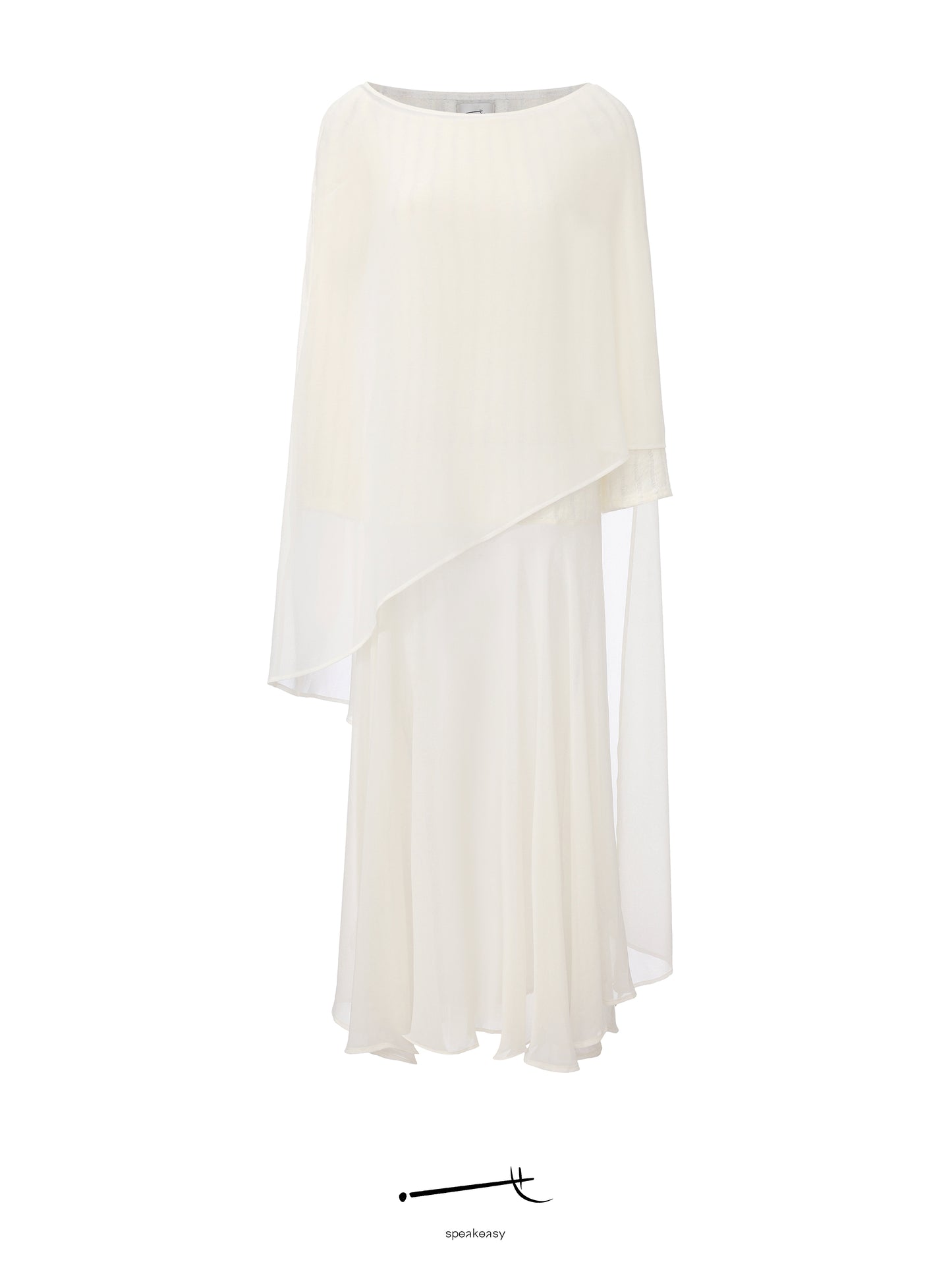 Chiffon Tulle Shawl Maxi Dress