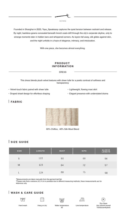 White-Satin Sheer Chiffon Bubble-Hem Maxi Dress