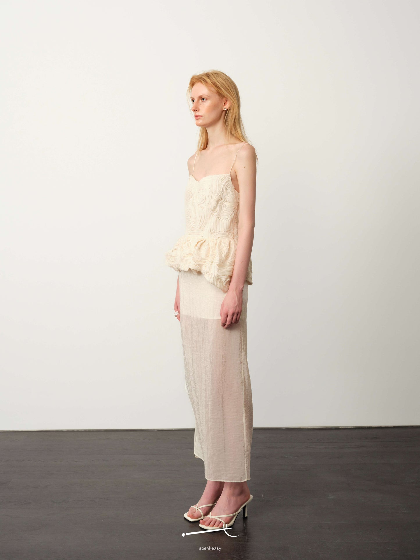 Openwork Jacquard Gold-Sheen Midi Dress