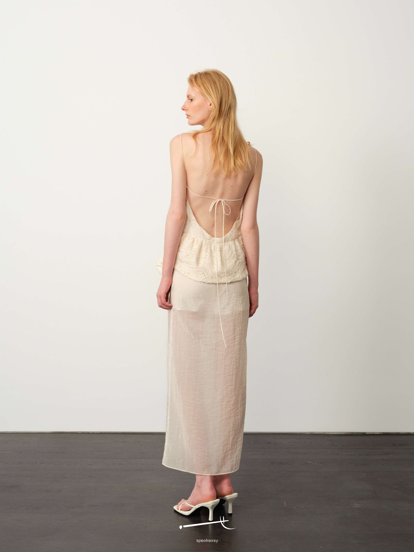 Openwork Jacquard Gold-Sheen Midi Dress