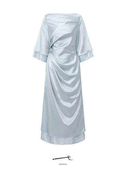 Hazy Acetate Twist-Pleat Open-Back Sequin Midi Dress