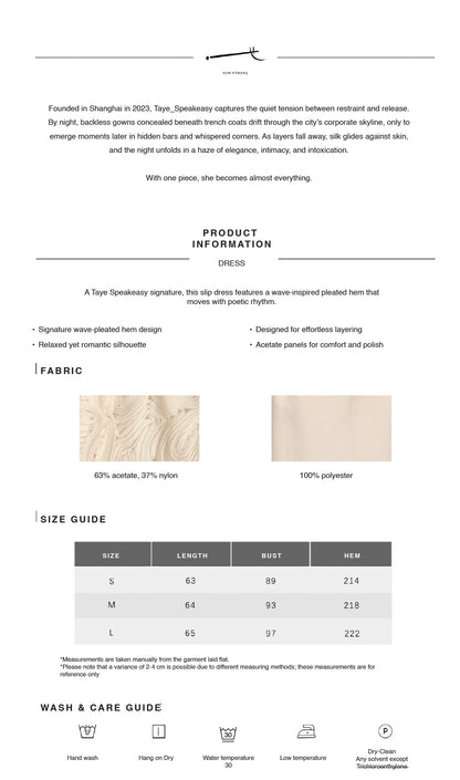 Openwork Jacquard Wave-Pleat Slip Dress