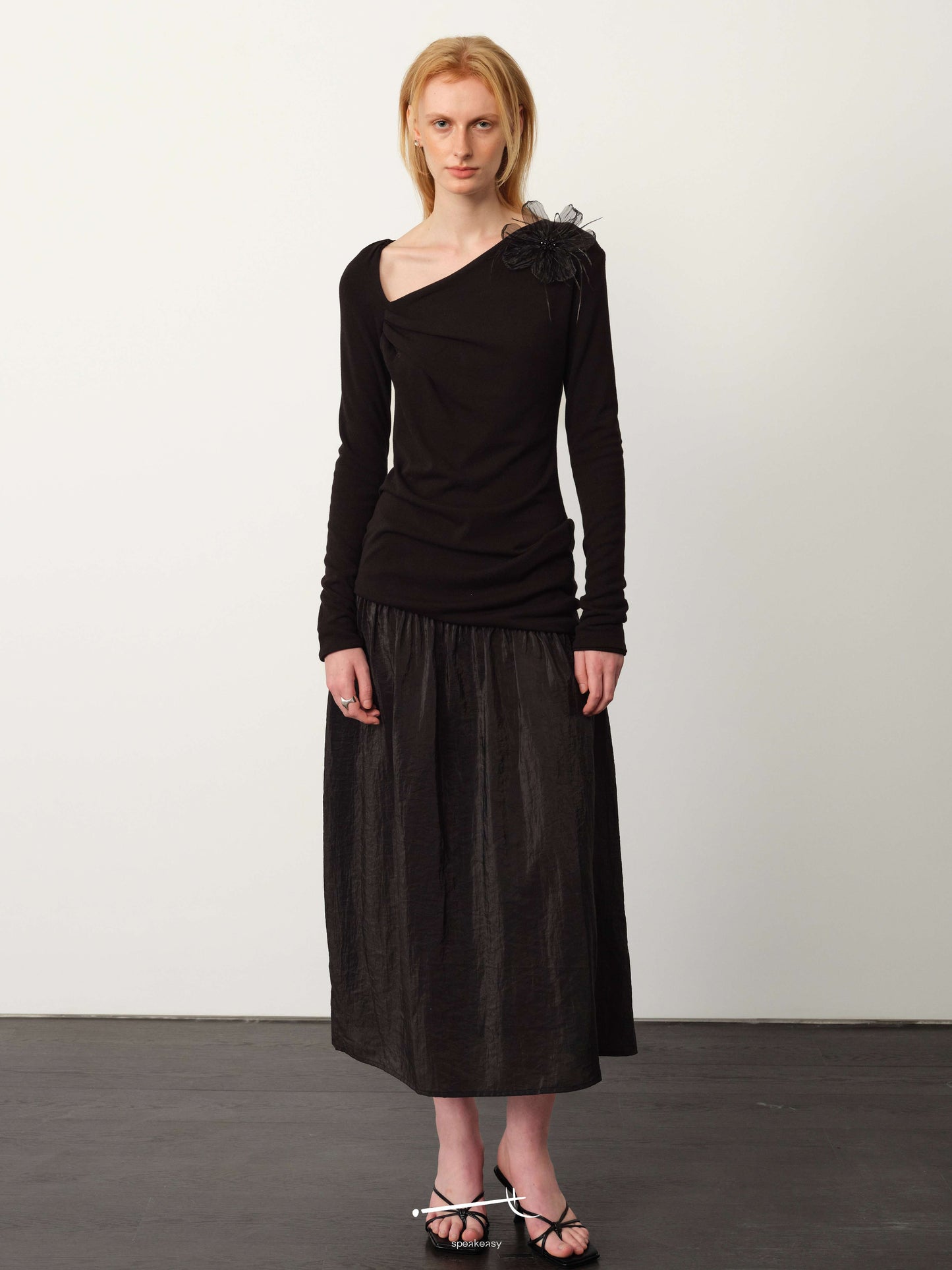 Twisted Wool-Blend Sheer Maxi Dress