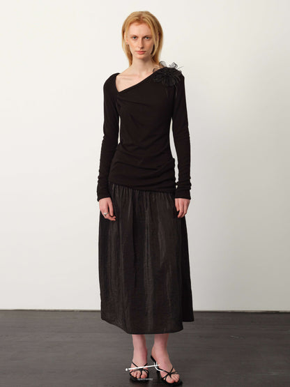 Twisted Wool-Blend Sheer Maxi Dress