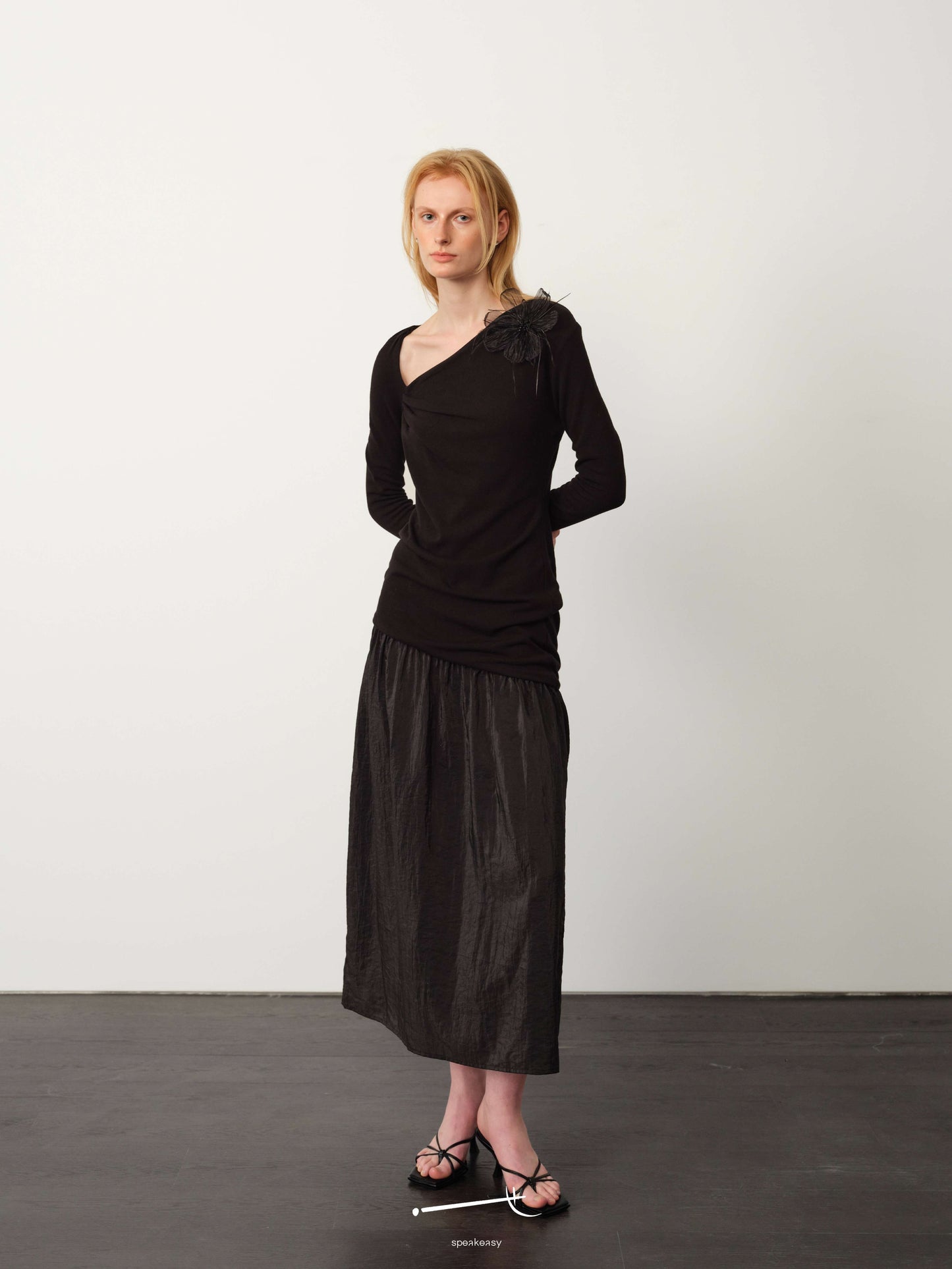 Twisted Wool-Blend Sheer Maxi Dress