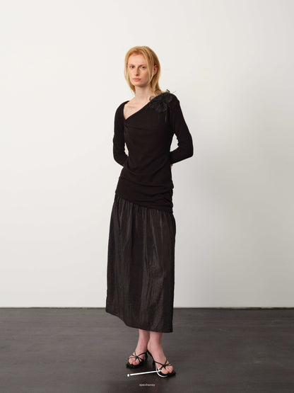 Twisted Wool-Blend Sheer Maxi Dress