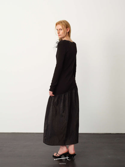 Twisted Wool-Blend Sheer Maxi Dress