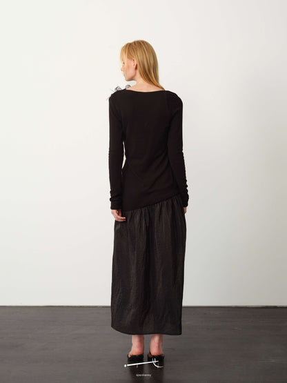 Twisted Wool-Blend Sheer Maxi Dress