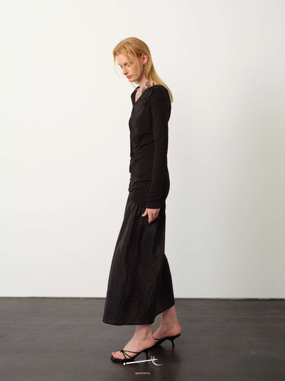 Twisted Wool-Blend Sheer Maxi Dress