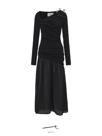 Twisted Wool-Blend Sheer Maxi Dress