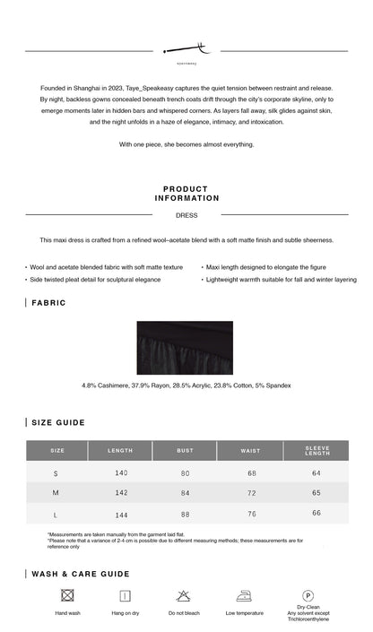 Twisted Wool-Blend Sheer Maxi Dress