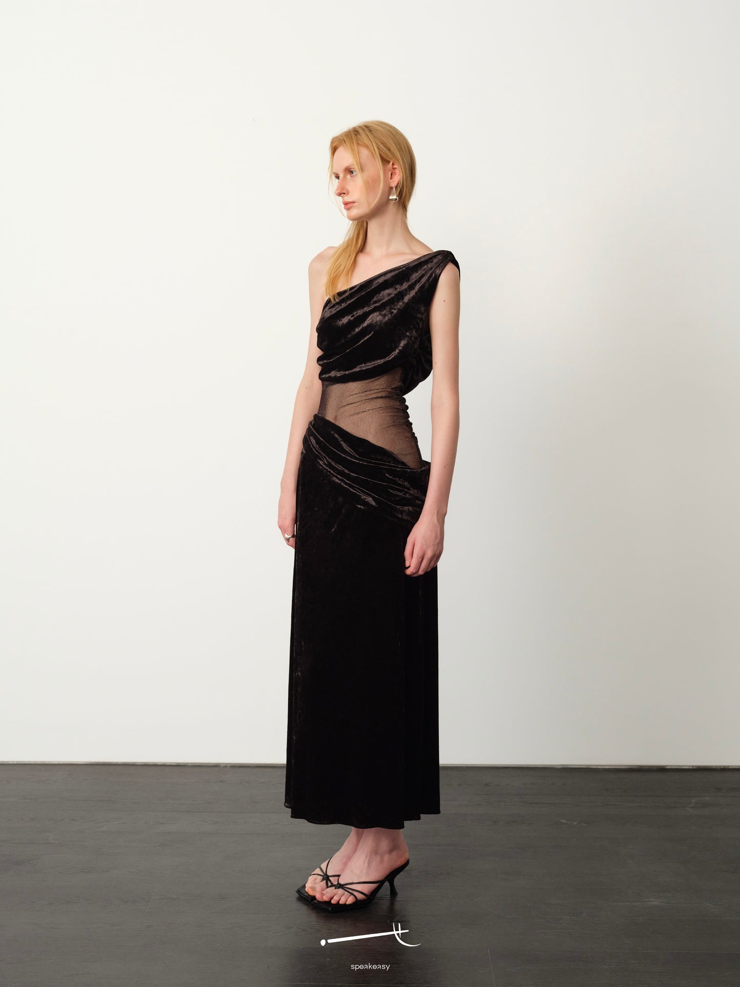 Embellished Tulle Twist-Pleat Maxi Dress