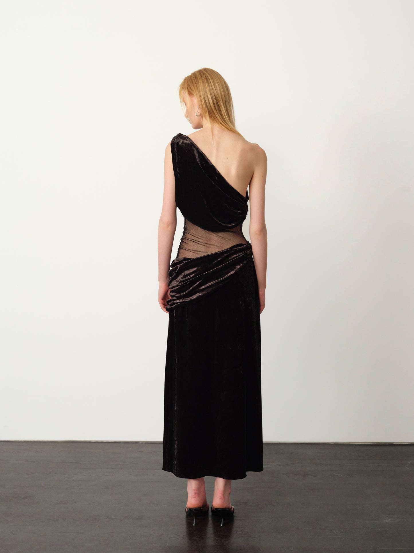 Embellished Tulle Twist-Pleat Maxi Dress