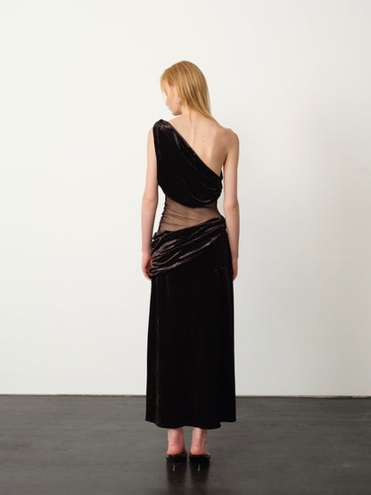 Embellished Tulle Twist-Pleat Maxi Dress