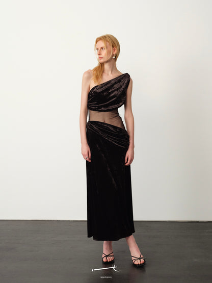 Embellished Tulle Twist-Pleat Maxi Dress