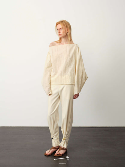 Textured Minimal Top & Star-Detailed Tapered Trouser Set