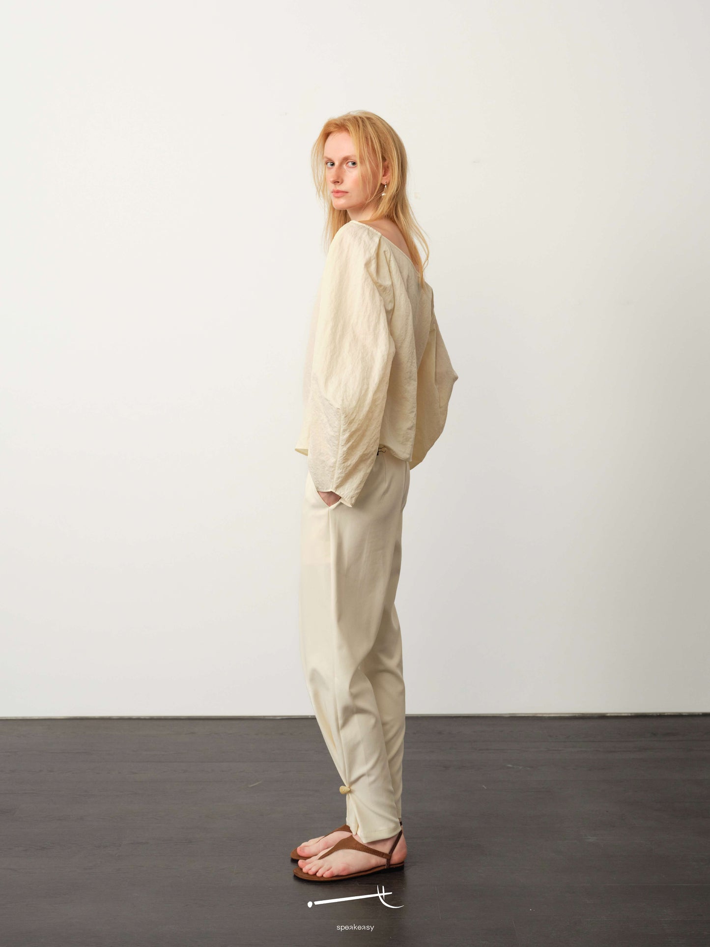 Textured Minimal Top & Star-Detailed Tapered Trouser Set