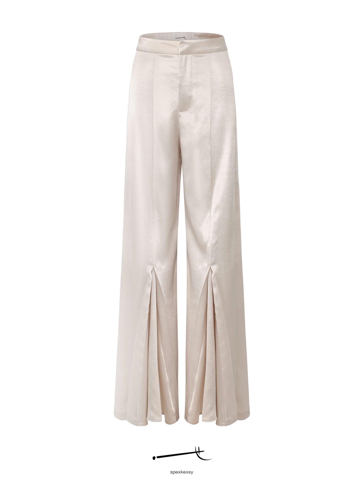 Lace Jacquard Sheer Top & Pleated Acetate Trouser Set