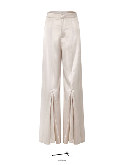 Lace Jacquard Sheer Top & Pleated Acetate Trouser Set