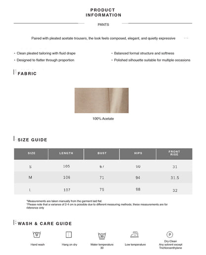 Lace Jacquard Sheer Top & Pleated Acetate Trouser Set