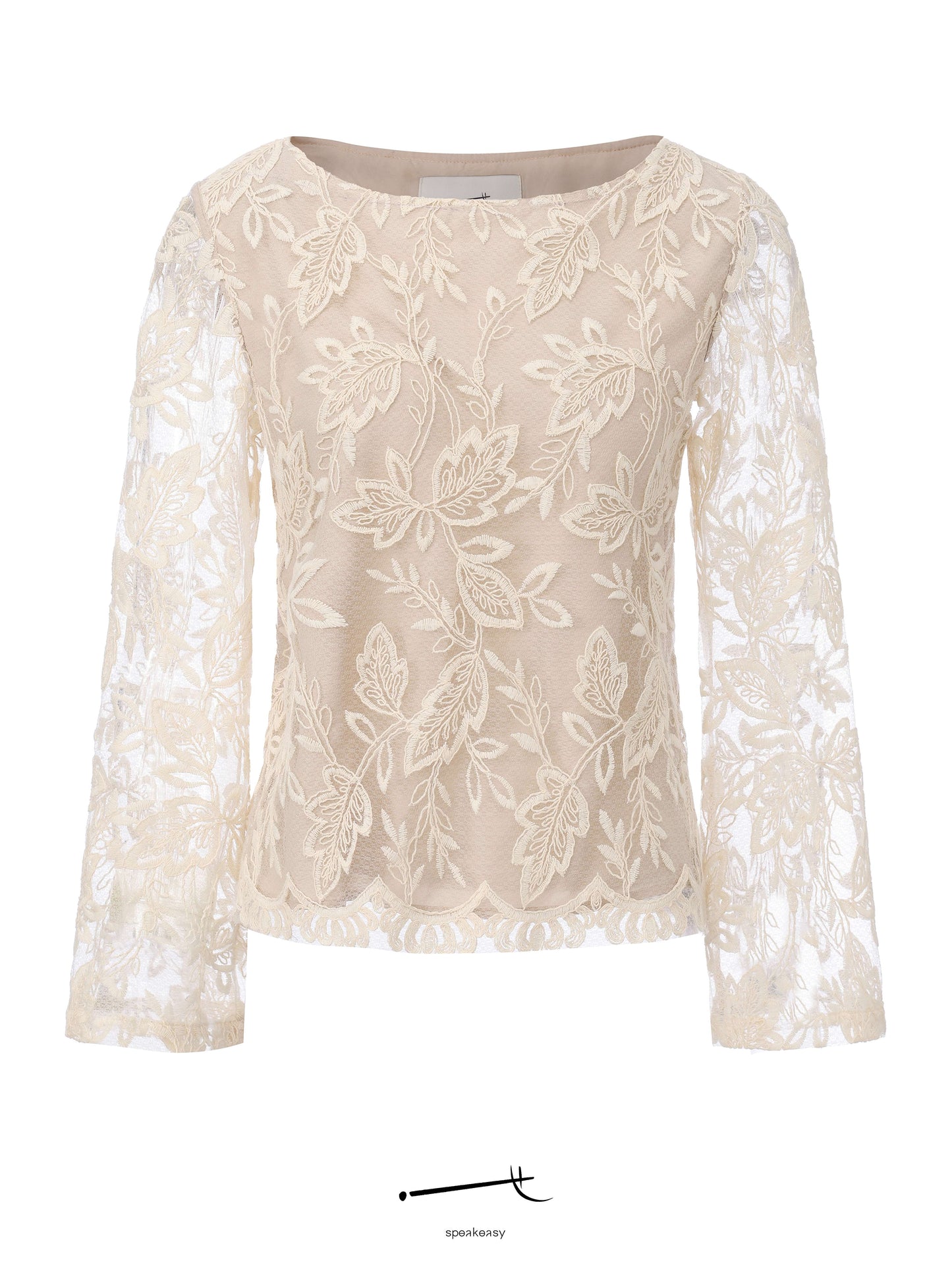 Lace Jacquard Sheer Top & Pleated Acetate Trouser Set