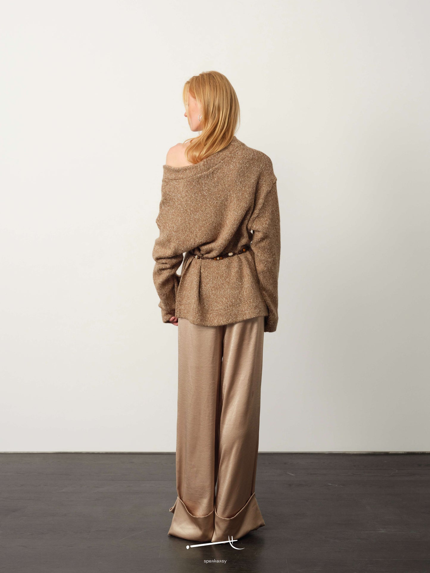 Relaxed Wool Asymmetrical Sweater & Tailored Acetate Trouser Set