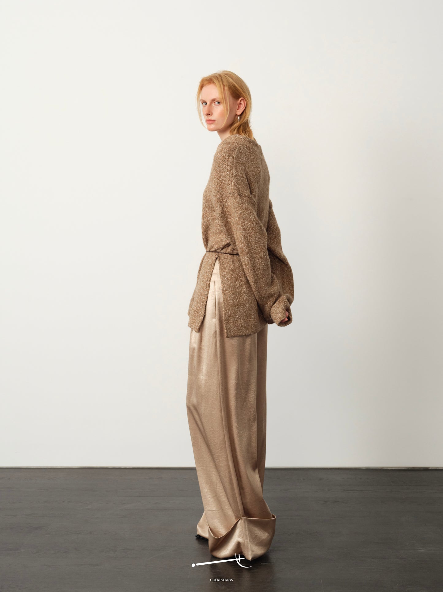 Relaxed Wool Asymmetrical Sweater & Tailored Acetate Trouser Set