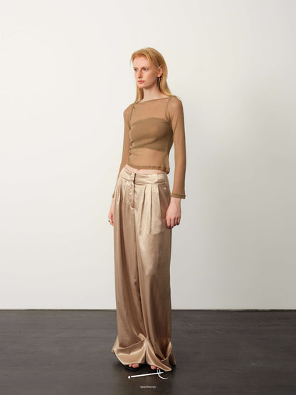 Star-Sheer Fitted Top & Tailored Acetate Trouser Set